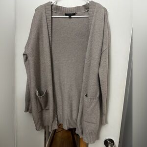 Cyrus Taupe Open-Front Cardigan